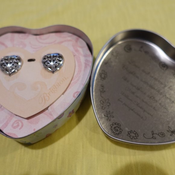 BRIGHTON SILVER HEART EARRINGS - Picture 1 of 3